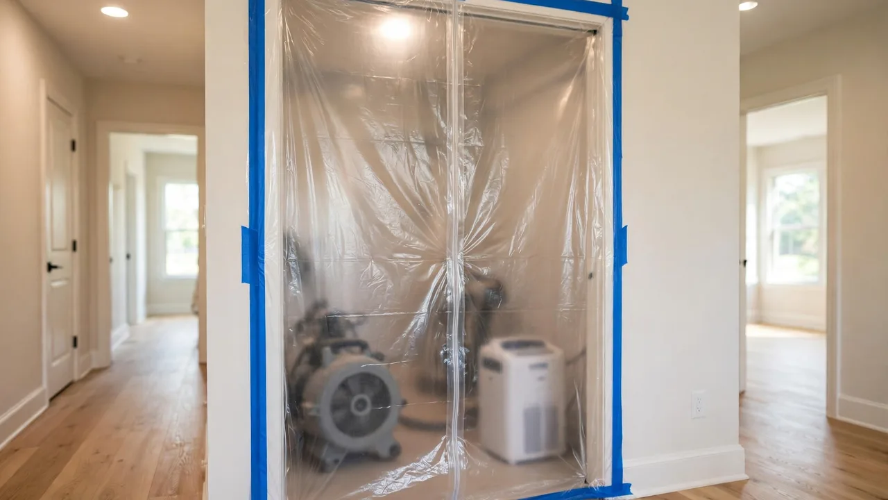 Water damage restoration in Brick, NJ - structural drying equipment set up in a home