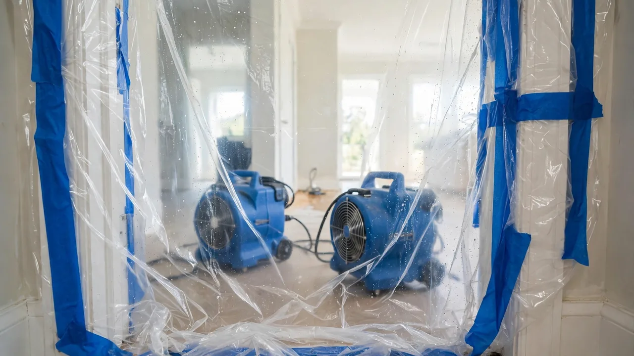 Water damage restoration in Cape Coral, FL - structural drying equipment set up in a home
