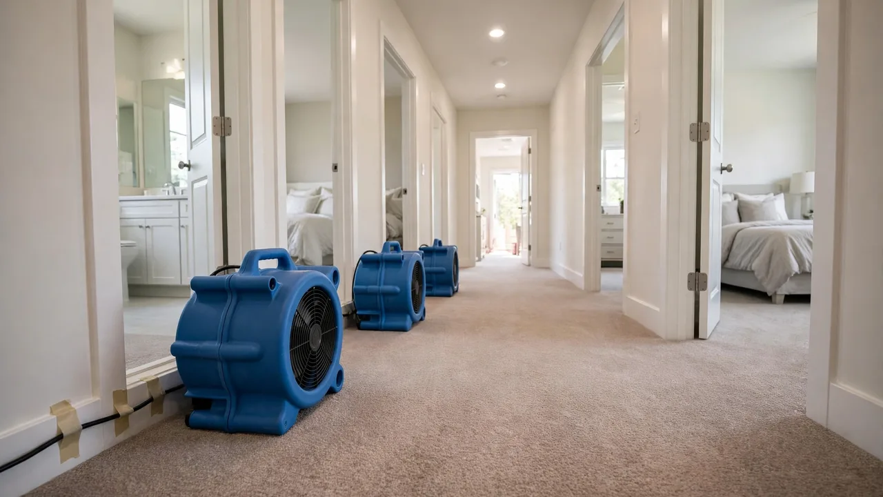 Water damage restoration in Chandler, AZ - moisture meter inspection of a water-damaged wall