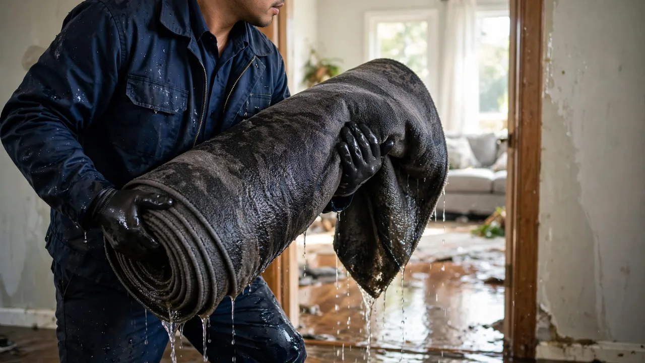 Water damage restoration in Clearwater, FL - moisture meter inspection of a water-damaged wall