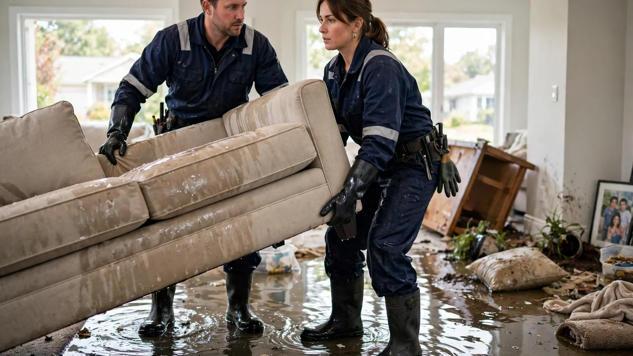 Water damage restoration in Doral, FL - structural drying equipment set up in a home