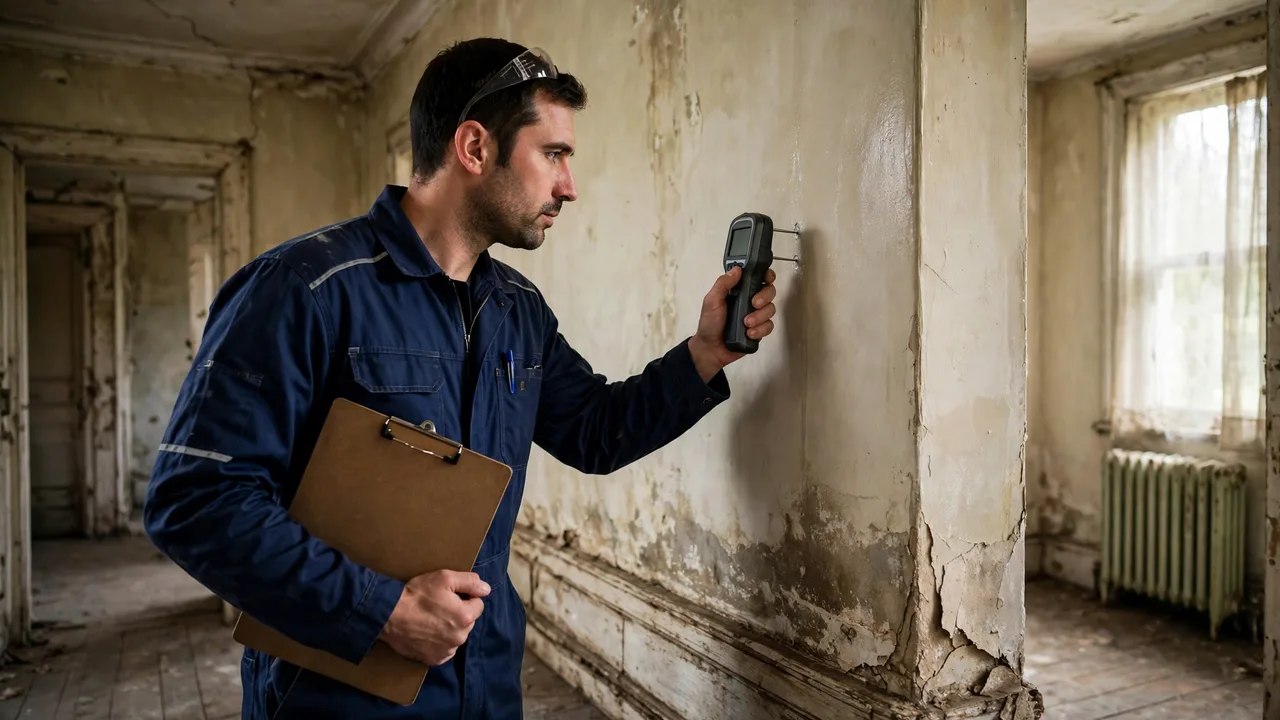 Water damage restoration in Durham, NC - technician checking moisture in a wall
