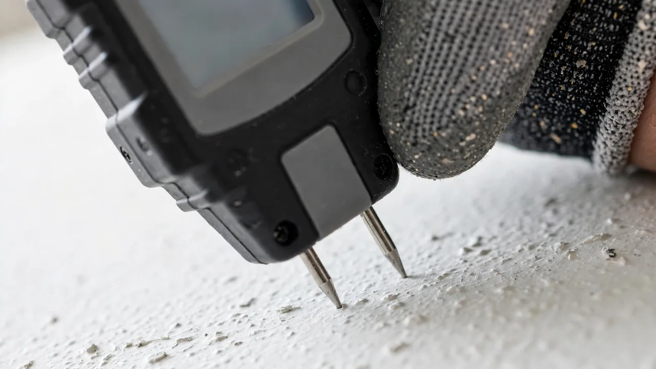 Water damage restoration in Fort Myers, FL - moisture meter inspection of a water-damaged wall