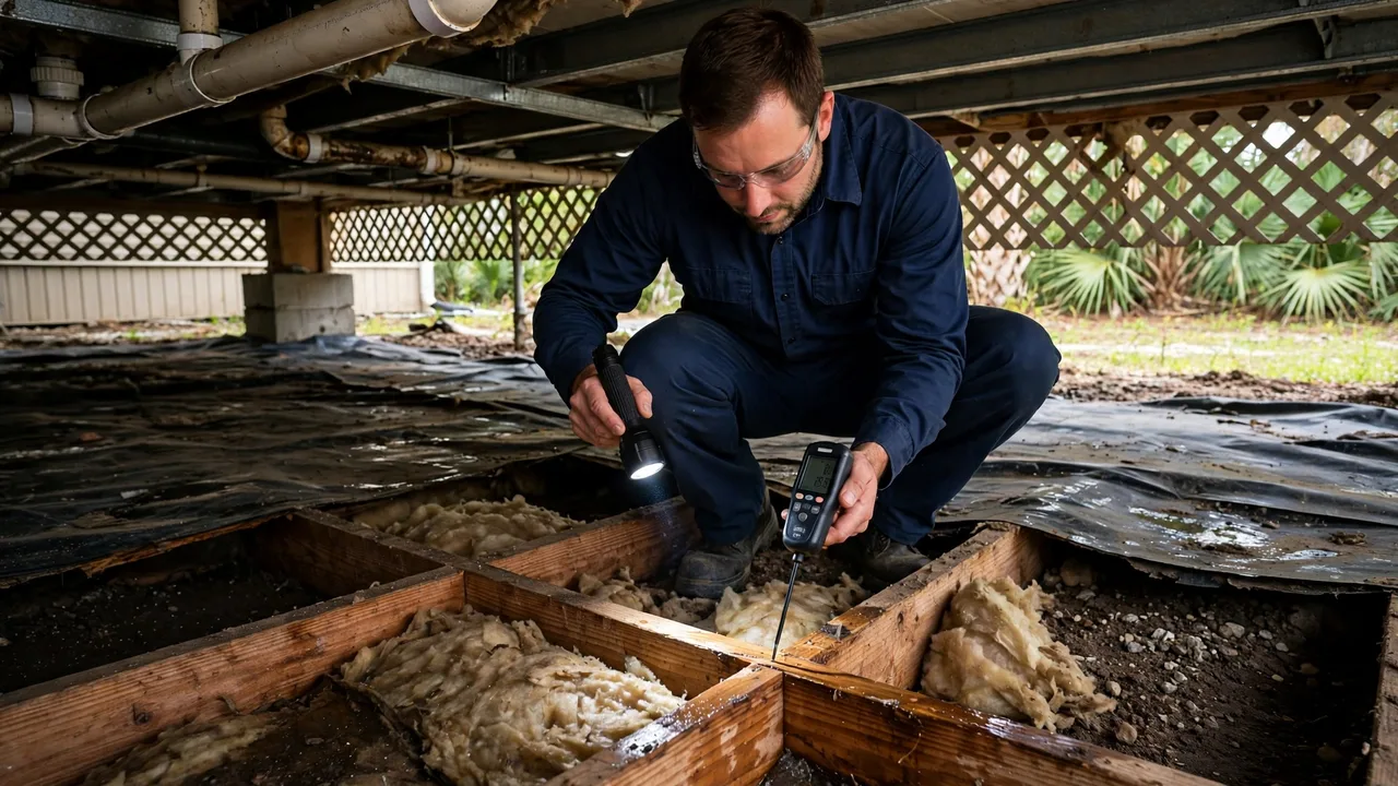 Water damage restoration in Largo, FL - technician checking moisture in a wall