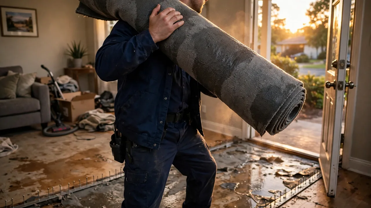 Water damage restoration in Marietta, GA - emergency water extraction in progress