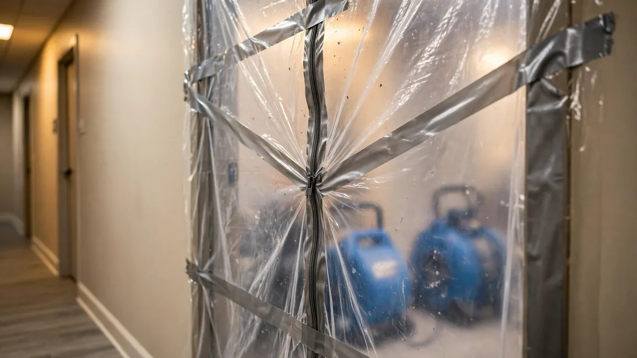 Water damage restoration in Mesa, AZ - moisture meter inspection of a water-damaged wall
