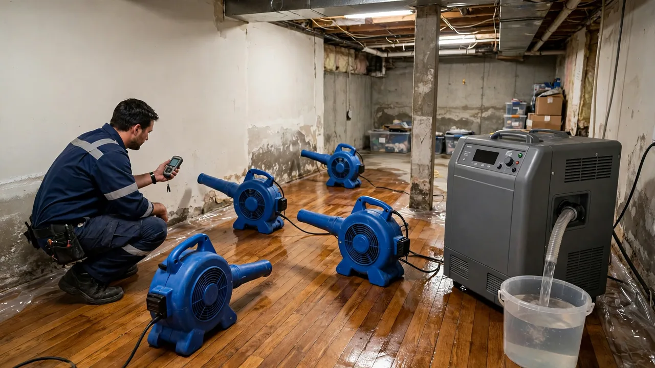 Water damage restoration in Ogden, UT - structural drying equipment set up in a home