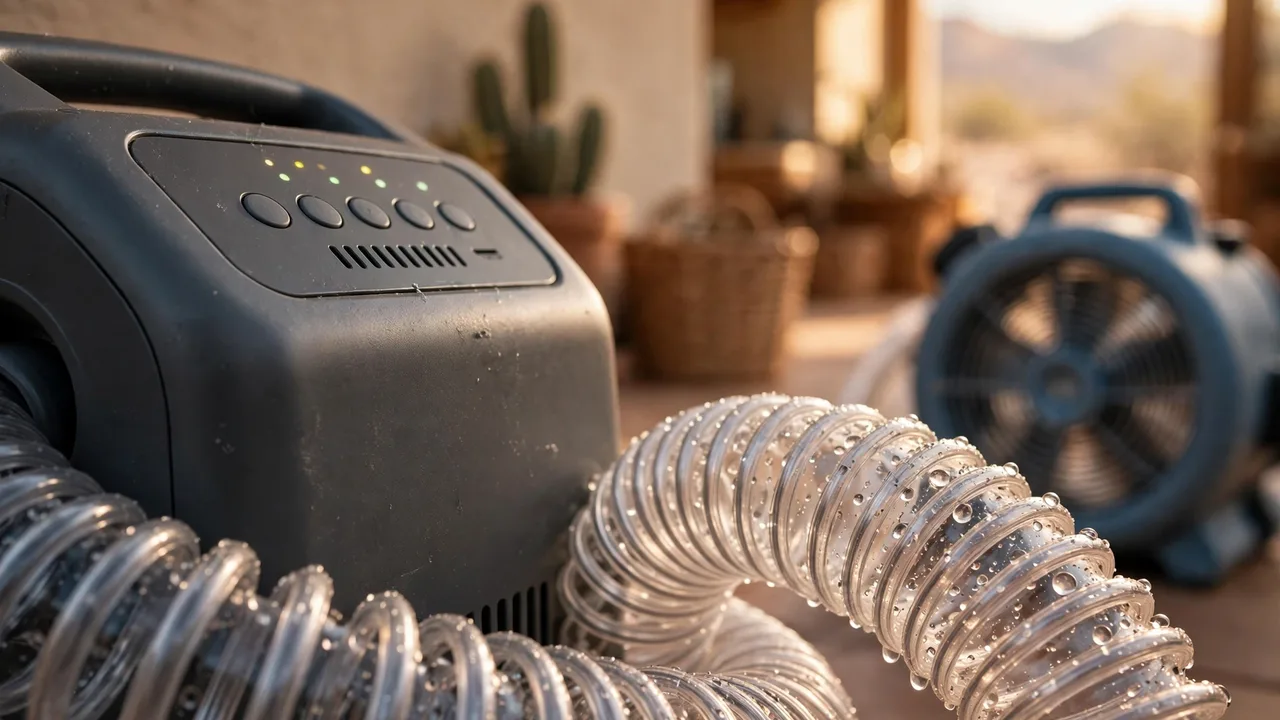 Water damage restoration in Peoria, AZ - structural drying equipment set up in a home