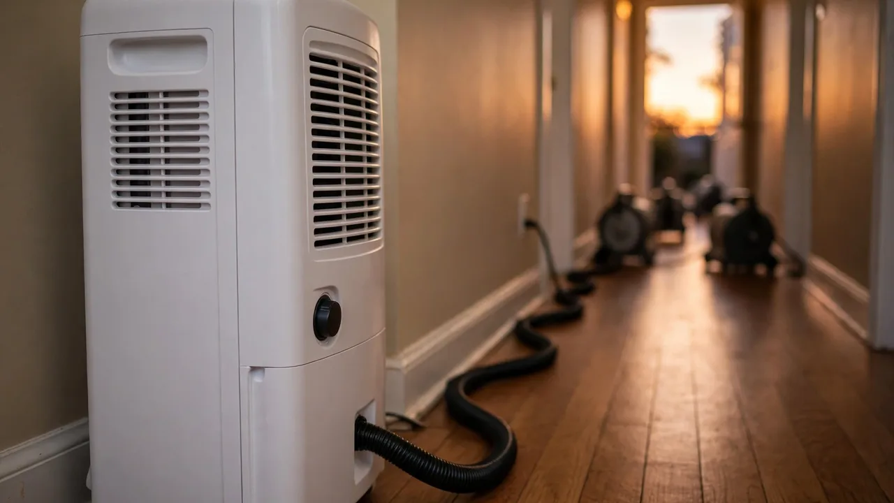 Water damage restoration in Prairieville, LA - structural drying equipment set up in a home
