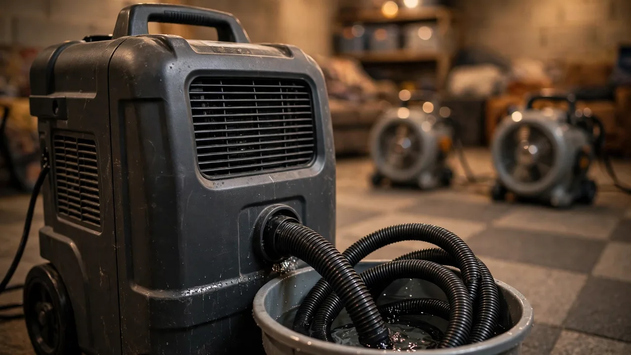 Water damage restoration in Schaumburg, IL - structural drying equipment set up in a home