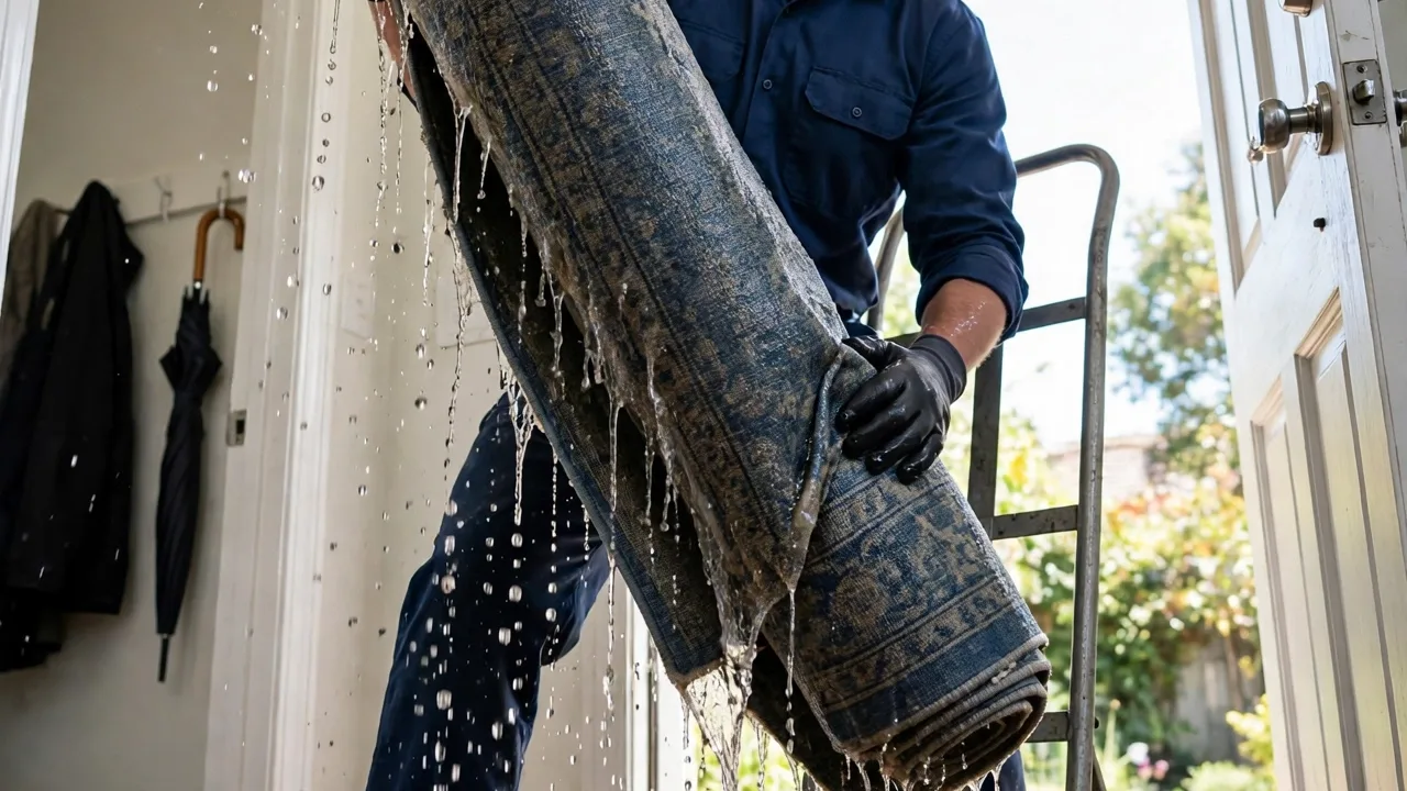 Water damage restoration in Tempe, AZ - structural drying equipment set up in a home